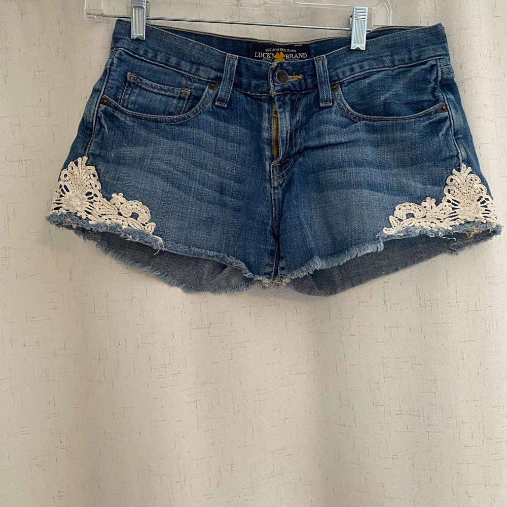 Lucky Brand Blue Jean Shorts with Lace Trim